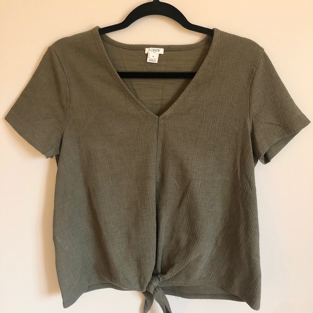 J Crew Front Tie Textured V Neck